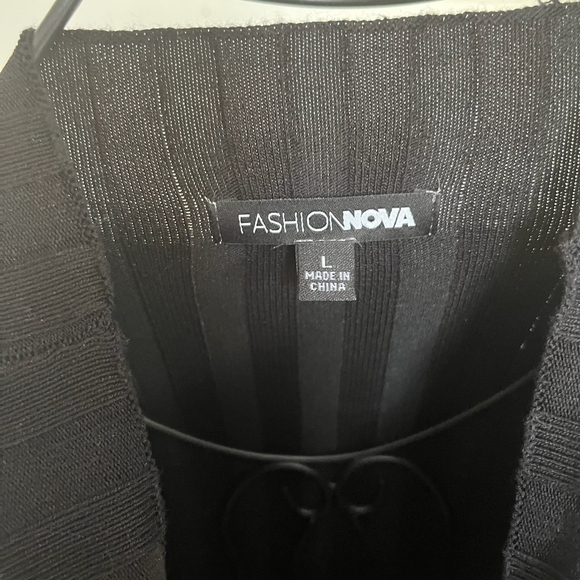 Fashion Nova Black Sweater with Lace-Up Sleeves - Picture 2 of 6